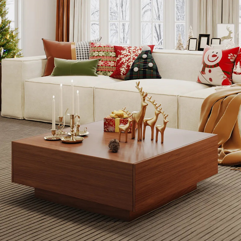 Ebern Designs Cristyle Wood living room table, Square coffee table